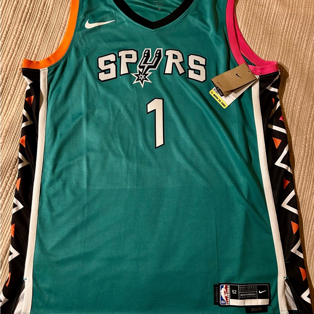 Nike Spurs Teal and Pink Basketball Jersey